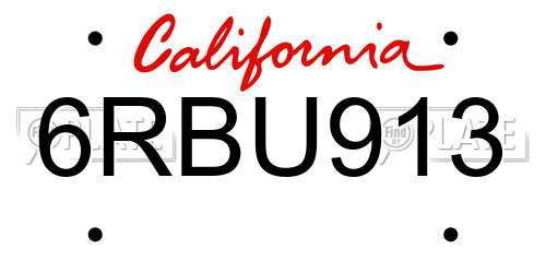 6RBU913 California License Plate