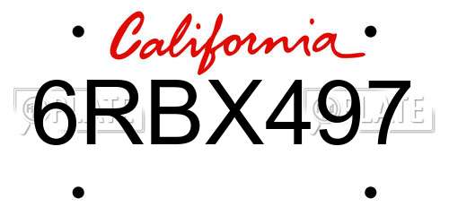 6RBX497 California License Plate