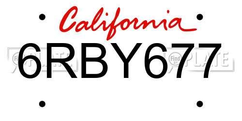 6RBY677 California License Plate