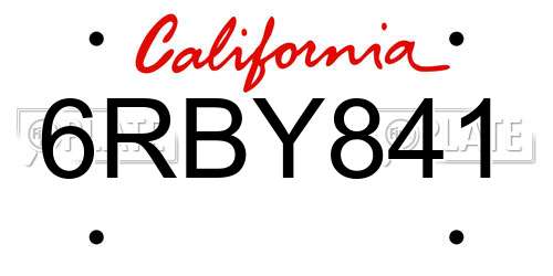 6RBY841 California License Plate