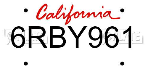6RBY961 California License Plate