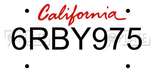 6RBY975 California License Plate