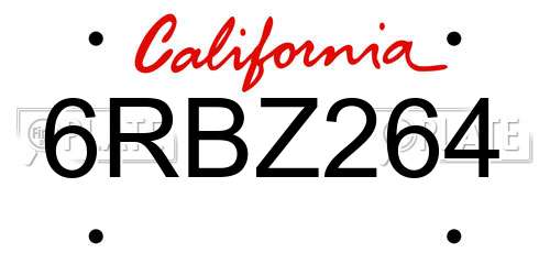 6RBZ264 California License Plate