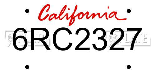 6RC2327 California License Plate