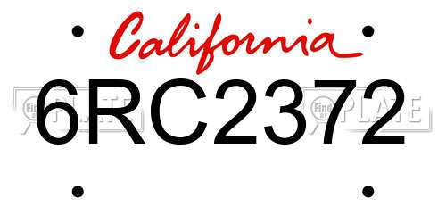 6RC2372 California License Plate