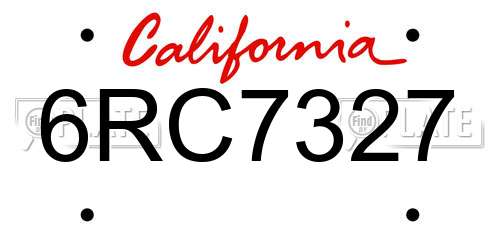 6RC7327 California License Plate