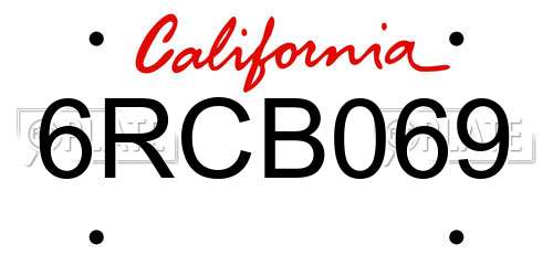 6RCB069 California License Plate