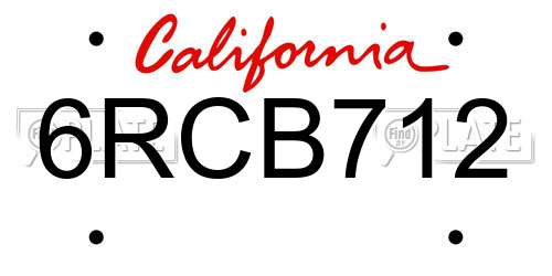 6RCB712 California License Plate