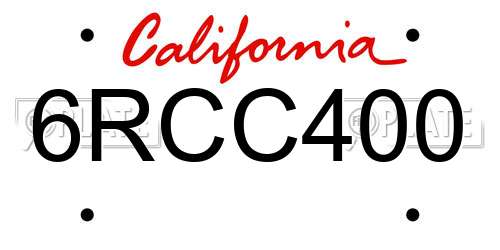 6RCC400 California License Plate
