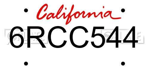 6RCC544 California License Plate