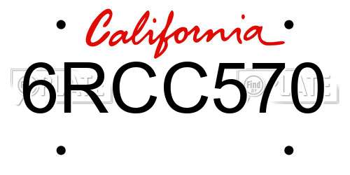 6RCC570 California License Plate