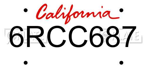 6RCC687 California License Plate