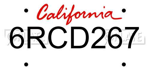 6RCD267 California License Plate