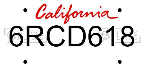 6RCD618 California License Plate