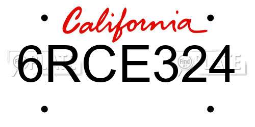 6RCE324 California License Plate