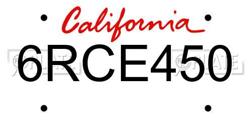 6RCE450 California License Plate
