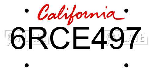 6RCE497 California License Plate