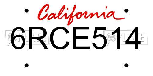 6RCE514 California License Plate