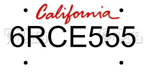 6RCE555 California License Plate