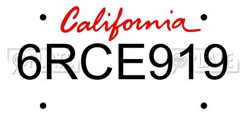 6RCE919 California License Plate