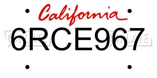 6RCE967 California License Plate