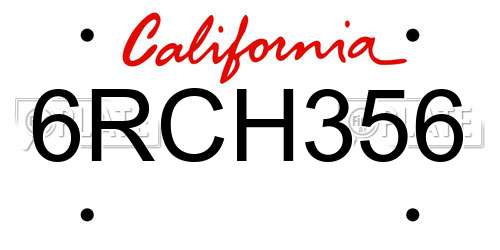 6RCH356 California License Plate