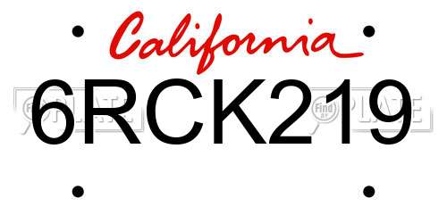 6RCK219 California License Plate