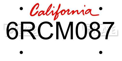 6RCM087 California License Plate