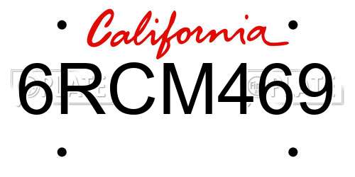 6RCM469 California License Plate