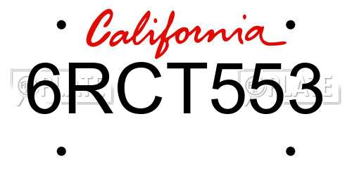 6RCT553 California License Plate
