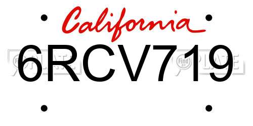 6RCV719 California License Plate