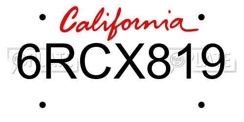 6RCX819 California License Plate