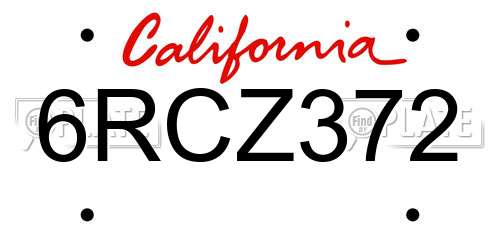 6RCZ372 California License Plate