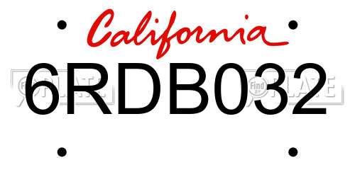 6RDB032 California License Plate