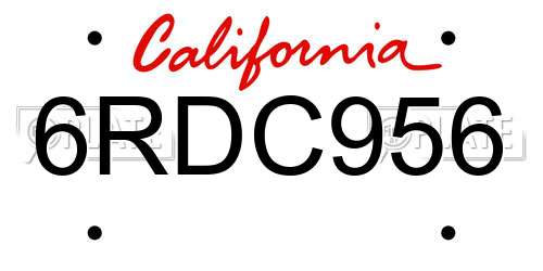6RDC956 California License Plate