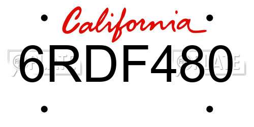 6RDF480 California License Plate