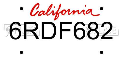 6RDF682 California License Plate