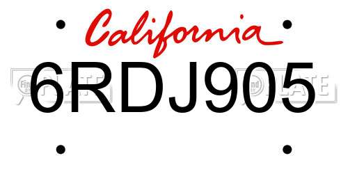 6RDJ905 California License Plate