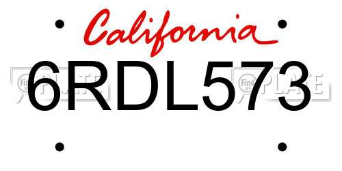 6RDL573 California License Plate