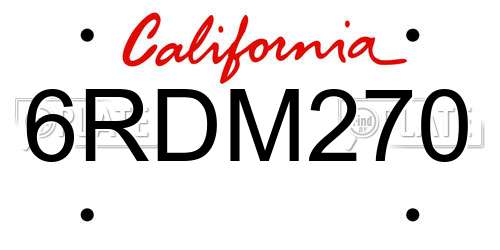 6RDM270 California License Plate