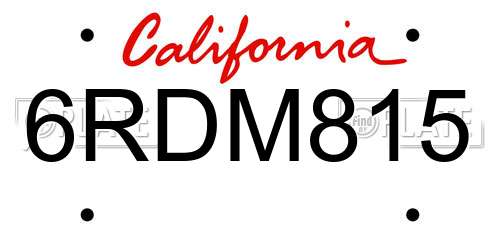6RDM815 California License Plate