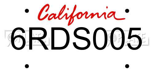 6RDS005 California License Plate