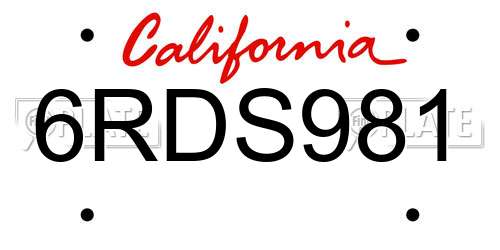 6RDS981 California License Plate
