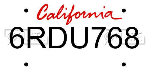 6RDU768 California License Plate