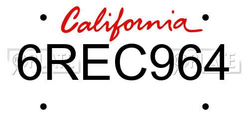 6REC964 California License Plate