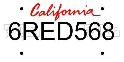 6RED568 California License Plate
