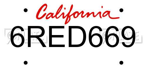 6RED669 California License Plate