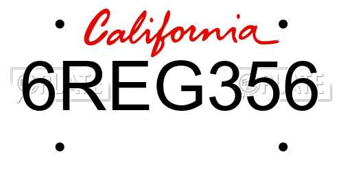 6REG356 California License Plate