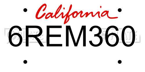 6REM360 California License Plate