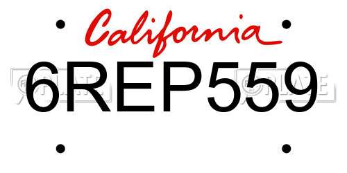 6REP559 California License Plate